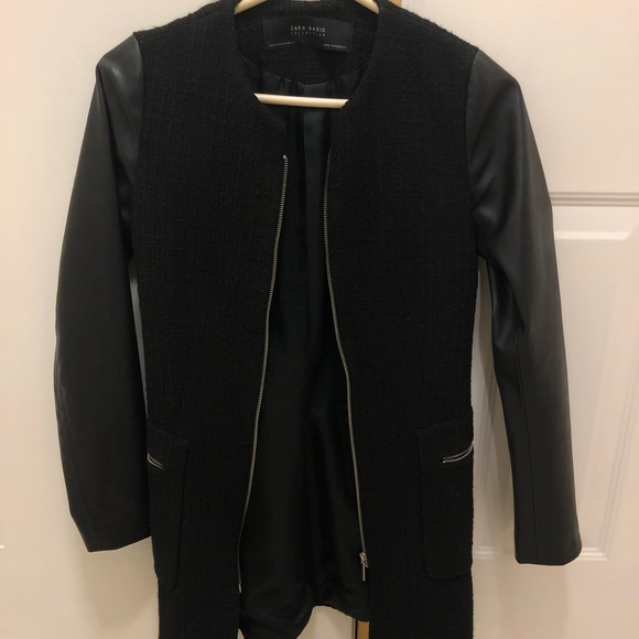 Zara Jackets & Blazers - Zara black jacket with faux leather sleeves